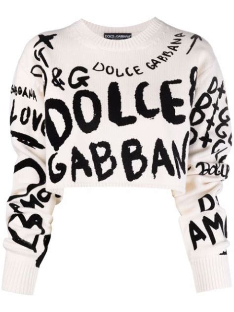 Dolce And Gabbana Suéter Cropped Com Estampa De Logo Farfetch