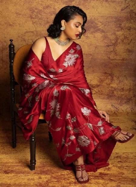 Red Queen Heavy Stain Silk Party Wear Sarees Catalog The Ethnic World