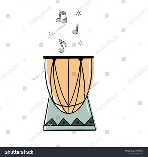 African Wooden Djembe Drum Illustration Isolated Stock Vector Royalty