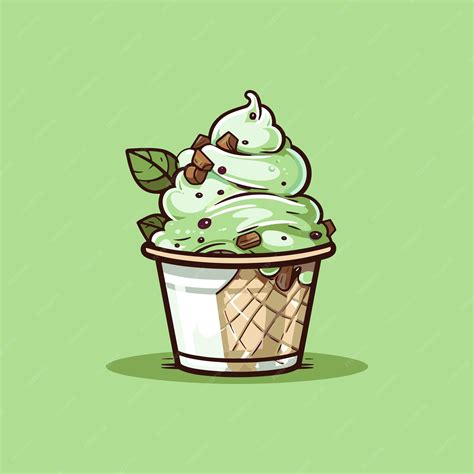 Premium Vector Mint Chocolate Chip Ice Cream Clip Art Illustration