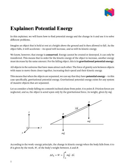 Lesson Potential Energy Nagwa