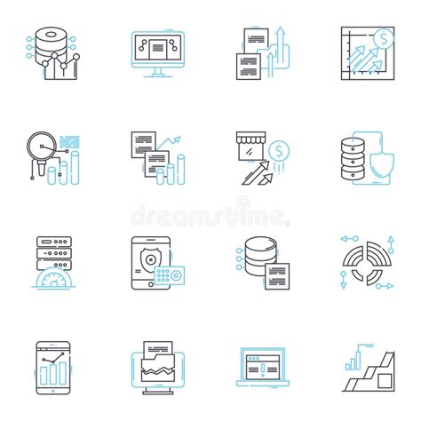 Extensive Data Linear Icons Set Analytics Insights Big Data Metrics