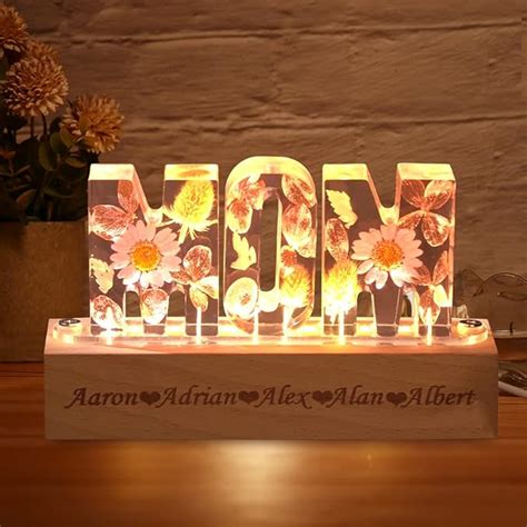 Amazon Ozinna Personalized Mom Flower Lamp Custom Dry Flower Name