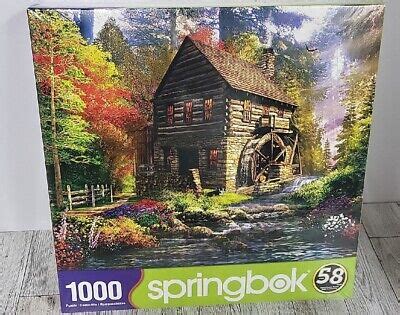 Springbok S 1000 Piece Jigsaw Puzzle Mill Cottage Water Wheel Made In