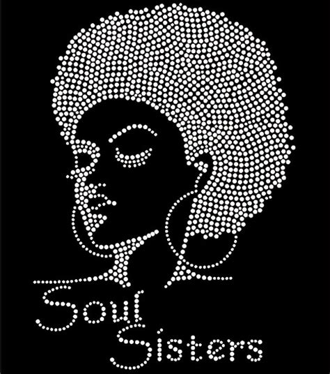 Soul Sisters Afro Girl Lady Clear Rhinestone Transfer Texas Rhinestone