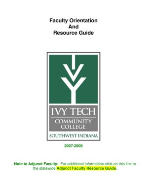 Fillable Online Ivytech Faculty Orientation And Resource Guide Ivy