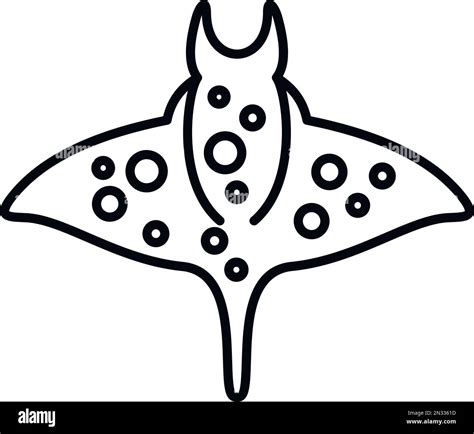 Water Stingray Icon Outline Vector Animal Fish Nature Tropical Stock