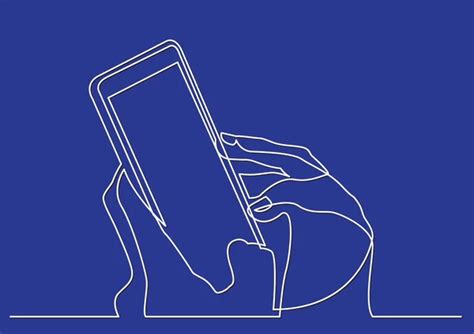 Continuous Line Drawing Isolated Vector Object Hands Mobile Phone Stock