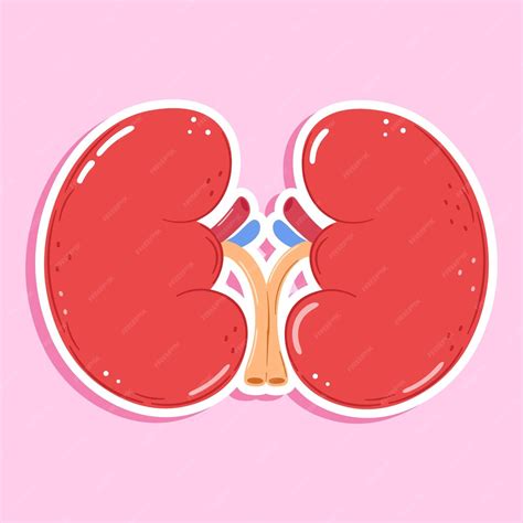 Premium Vector Cute Funny Sticker Kidneys Organ Character Vector Hand