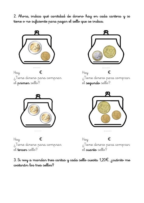 Ejercicio de El dinero Euros y céntimos Euro