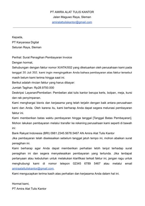 Contoh Surat Tagihan Pembayaran Dan Tips Menagih Mudah