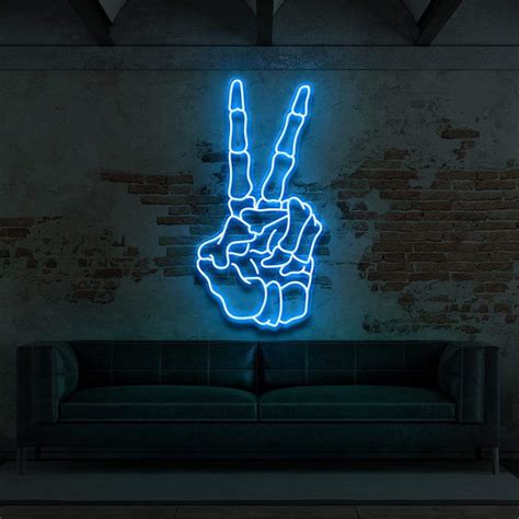 Neon Blue Peace Sign