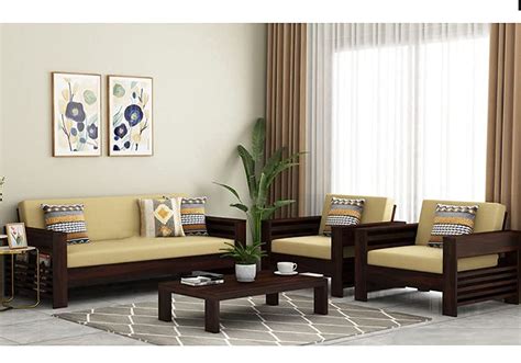 NKF CARVE Wooden Sofa Set For Living Room And Office Five Seater