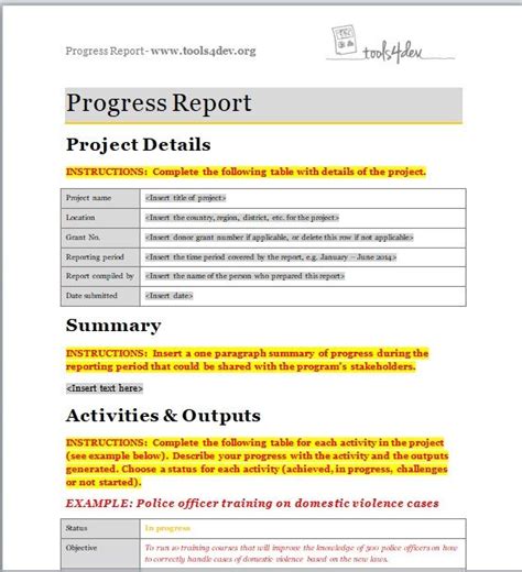 Free Project Progress Report Templates - Free Word Templates