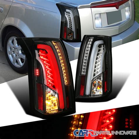 Cadillac 2003-2007 CTS Black Clear LED Bar Tail Lights Rear Brake Stop ...