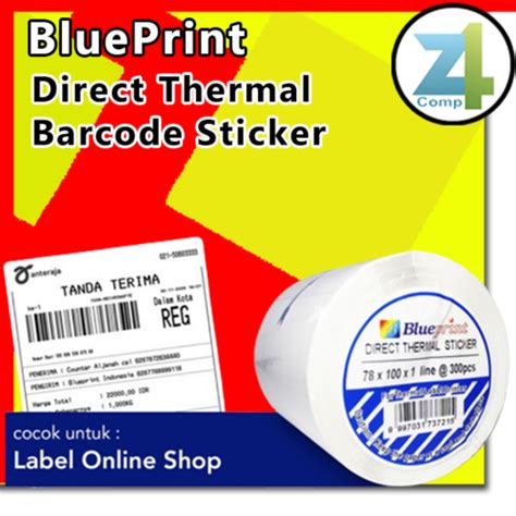 Blueprint Label 78mm X 100mm Resi Online Pengiriman Direct Thermal