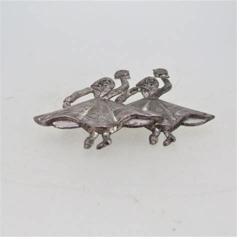 Beau Sterling Silver Ladies Dancing With Tambourines Pin Brooch