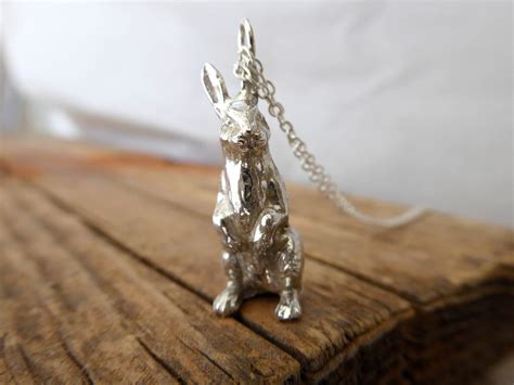 Rabbit Charm Necklace Bunny Silver Necklace Chinese Zodiac Easter