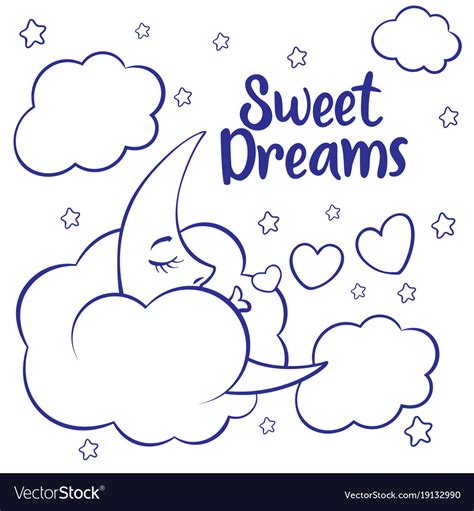 Moon clouds and stars sweet dreams wallpaper Vector Image