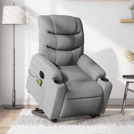 Fauteuil Inclinable De Massage Lectrique Gris Clair Tissu