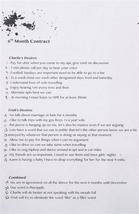 Engaged Couple Creates ‘dating Contract Set Of Rules For Relationship