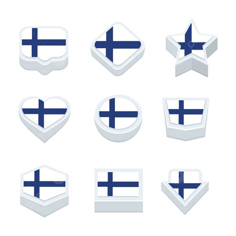 Set Of Nine Styles For Finland Flag Icons And Buttons Vector Flags