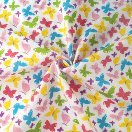 Polycotton Fabric Bright Beaming Butterfly Wings Butterflies