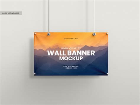 Premium Psd Horizontal Hanging Wall Banner Mockup