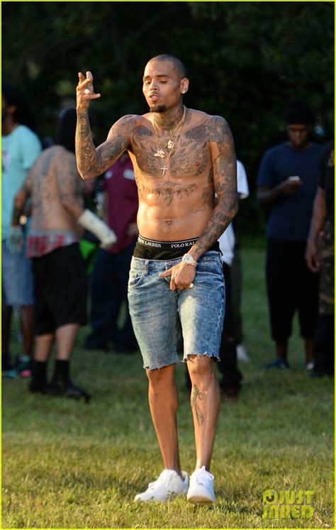 Chris Brown Goes Shirtless For New Music Video Shoot Photo