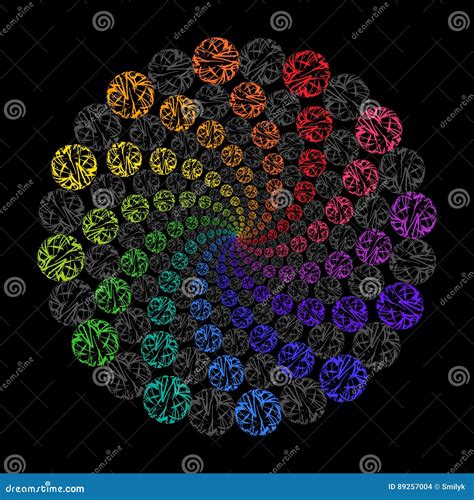 Regenboog Cirkel Decoratief Ornament Op Zwarte Achtergrond Vector