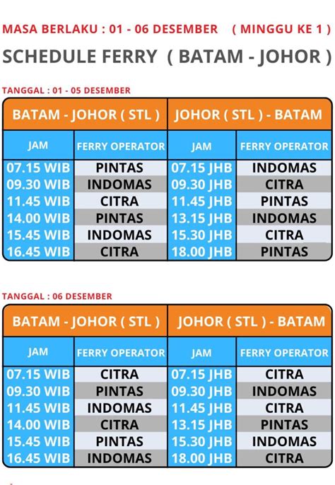 Jadwal Kapal Ferry Dari Batam Center Ke Stulang Laut Johor Malaysia