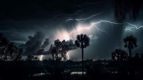 Se Ve Una Tormenta El Ctrica Sobre Un Peque O Pueblo Foto Premium