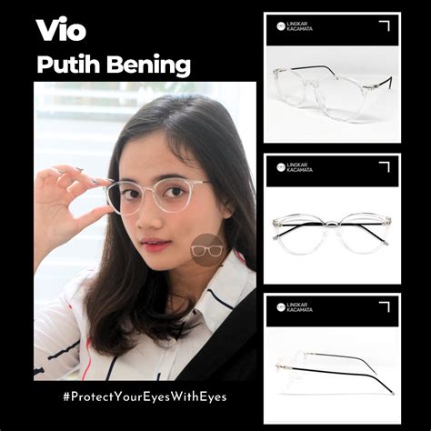 Jual Kacamata Vio Putih Bening Minus Anti Radiasi Photochromic Blueray