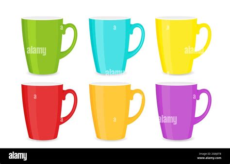 Vector Illustration Set Of Bright Colorful Cups Isolated On White