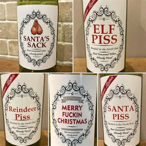 Amazon LIUL Christmas Funny Novelty Bottle Labels Santa Santa S