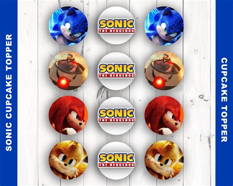 Sonic Cupcakes Toppers Printable Sonic The Hedgehog Toppers Etsy India