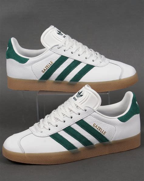 Adidas Gazelle leather Trainers, White,Green,originals,mens,