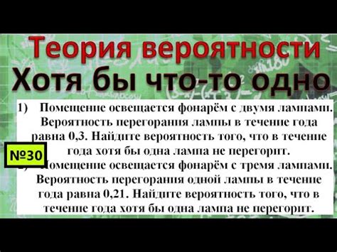 Помещение освещается фонарём с двумя лампами. Вероятность перегорания ...