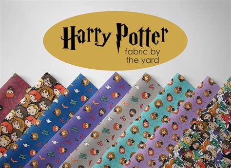 Harry Potter Cotton Fabric By The Yard Harry Potter Kawaii Etsy