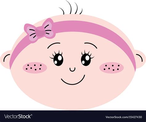 Cute baby girl face with ribbon bow in the head Vector Image