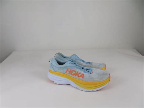 Hoka One One Bondi 8 Womens 12 B Shoes Blue Running Walking Gym 1127952