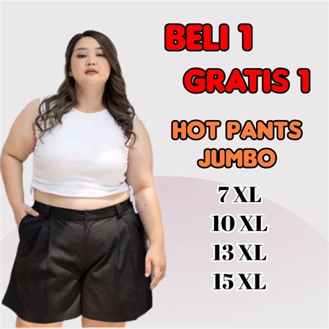 Jual Celana Pendek Wanita Jumbo Premium Big Size Hotpants Polos Korea