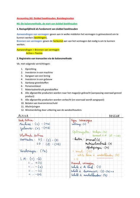 H De Balansmethode De Start Van Dubbel Boekhouden Accounting A