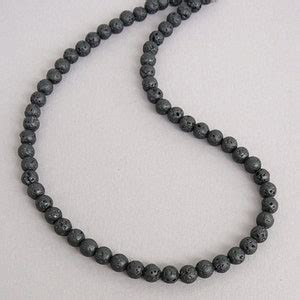 Black Lava Beaded Necklace Mens 6mm Lava Rock Necklace Women Man Black