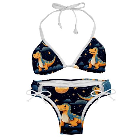 Starry Dinosaur Swim Wear Bikini Set With Detachable Sponge