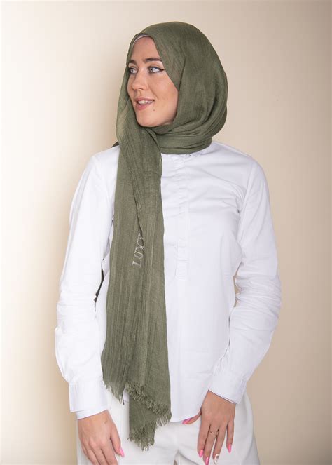 Modal Cotton Hijab In Olive LUXY HIJAB