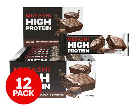 12 X Musashi High Protein Bars Milk Chocolate Brownie 90g Au