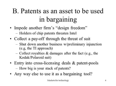 Markets For Technology1 Topic 5 Patents Licensing And Basic