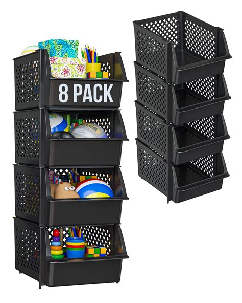 Skywin Stackable Storage Bins For Pantry 8 Pack