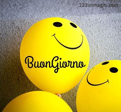 Three Yellow Balloons With Smiley Faces And The Words Buon Giorno